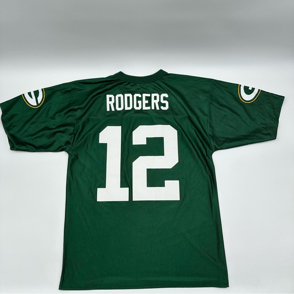 Green Bay Packers Football Jersey Men's Medium Green Aaron Rodgers NFL Team READ - Picture 10 of 11
